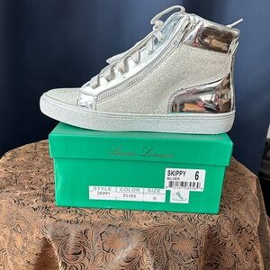 Lauren Lorraine Shimmering Silver Sneakers